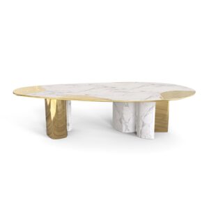 Ophelia Carrara Marble Brass Dining Table