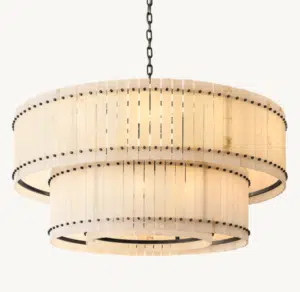 Linear Alabaster Bronze Chandelier 94cm
