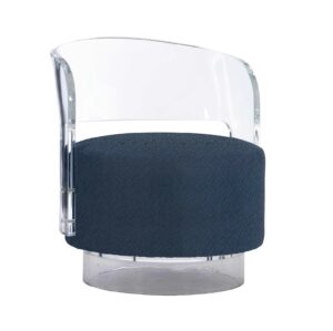 Jacques Navy Velvet Lucite Nickel Swivel Chair
