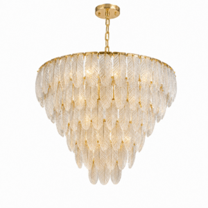 Plumera Crystal Brass Large Chandelier
