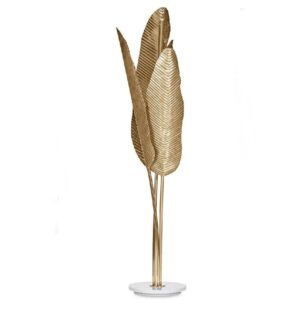Palma Antique Brass White Marble Floor Lamp