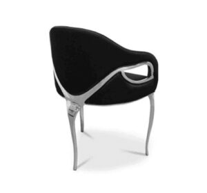 Chandra Black Velvet Nickel Highback Chair