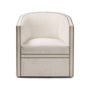 Lamont Off White Linen Nickel Swivel Chair