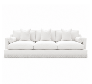 Orlando White Linen Fringe Sofa