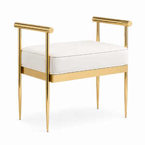 Marylin White Velvet Brass Stool