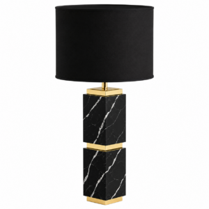 Moretti Nero Marble Brass Table Lamp Black Shade