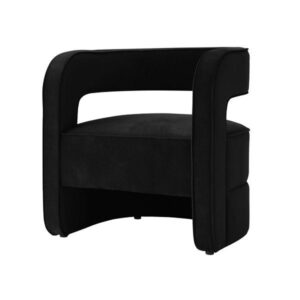 Black modern armchair with unique design.