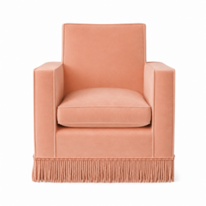 Orlando Peach Velvet Fringe Armchair