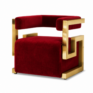 Eros Rouge Velvet Gold Armchair