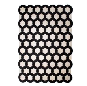 Circle Black White Cowhide Rug