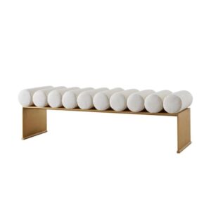 Runway White Velvet Gold Bench