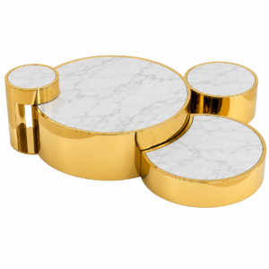 Casa Carrara Marble Gold Coffee Table Set