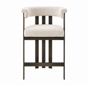 Club Cream Velvet Bronze Counter Stool