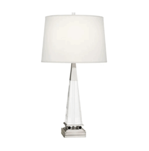 Garibaldi Crystal Chrome Lamp with White Shade