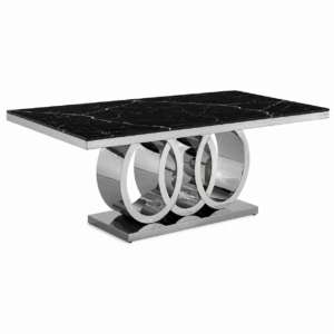 Olympus Nero Marble Chrome Dining Table 200cm