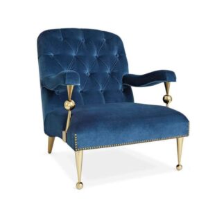 Caracas Blue Velvet Gold Armchair