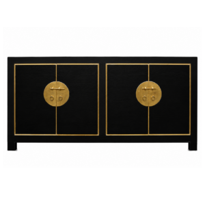 Imperial Black Lacquer Brass Buffet 185cm