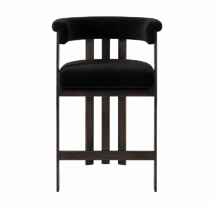 Club Black Velvet Bronze Counter Stool