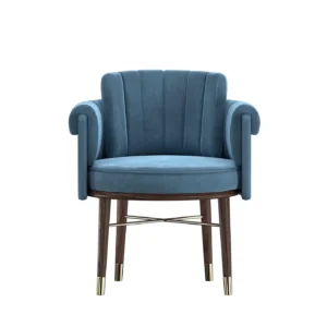 Helena Blue Velvet Walnut Dining Chair