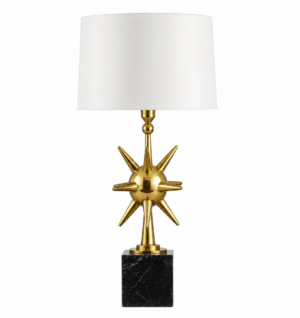 Orbit Brass Marble Table with White Shade