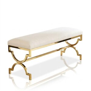 Zanzibar Cream Velvet Gold Bench