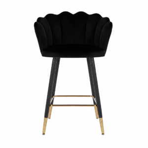 Valentino Black Velvet Brass Counter Stool
