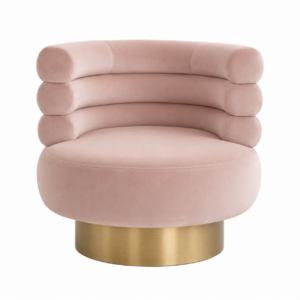 Meridian Blush Velvet Brass Swivel Chair
