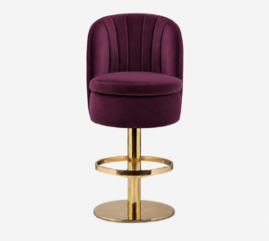 Seville Aubergine Velvet Brass Counter Stool
