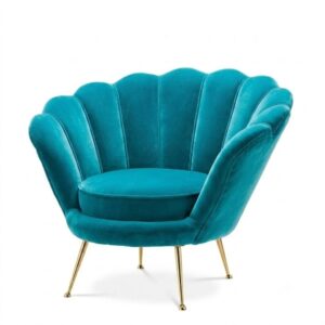 Messina Turquoise Velvet Brass Armchair