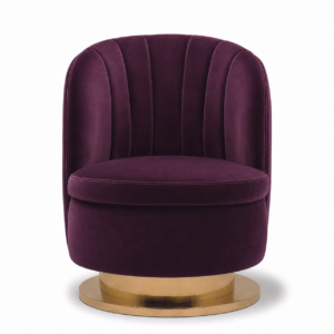 Seville Aubergine Velvet Brass Swivel Chair