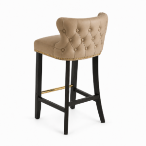 Chesterfield Beige Leather Brass Counter Stool