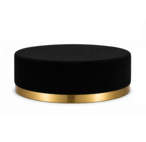 Savoy Black Velvet Brass Ottoman 120cm