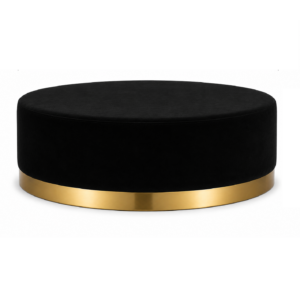 Savoy Black Velvet Brass Ottoman 120cm