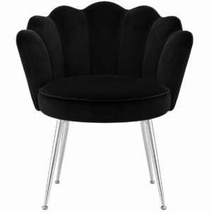 Valentino Black Velvet Nickel Dining Chair