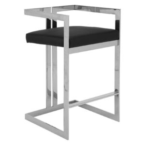 Vogue Black Velvet Chrome Counter Stool