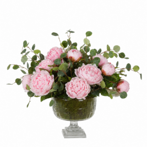 Grande Pink Peonies Centrepiece in Cut Glass Planter