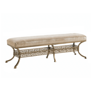 Gianni Cream Leather Antique Gold Bench