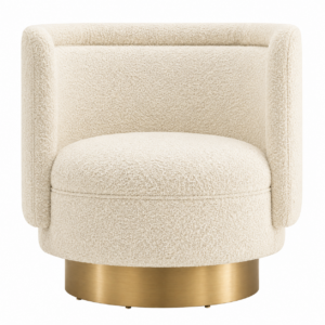 Severene Cream Boucle Gold Swivel Chair