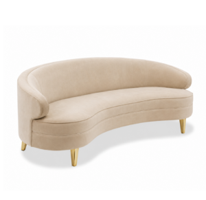 Pimlico Beige Velvet Brass Sofa