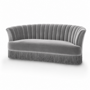 Seville Light Grey Velvet Fringe Sofa