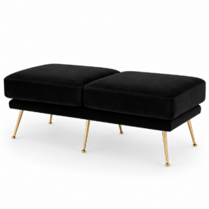 Lindon Black Velvet Brass Bench