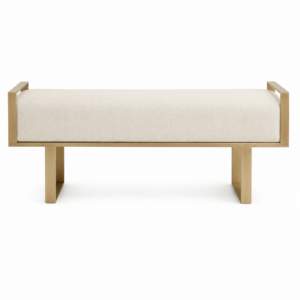 Brando Natural Linen Brushed Gold Bench