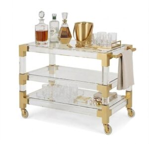 Cocktail Lucite Brass Bar Cart