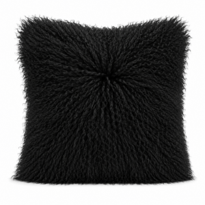 Black Mongolian Fur Cushion 50cm
