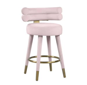 Parisian Blush Velvet Brass Counter Stool