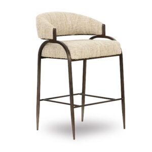 Doro Beige Linen Bronze Counter Stool