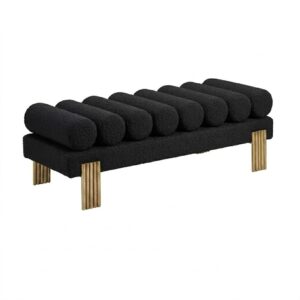 York Black Boucle Brass Bench 150cm