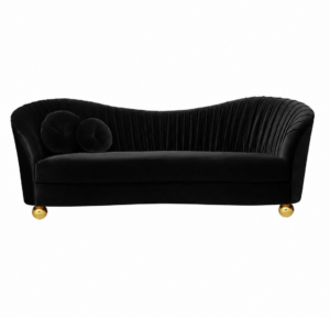Capricosa Black Velvet Brass Sofa