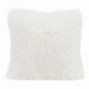 White Mongolian Fur Cushion 50cm