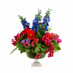 Grande Delphinium Forest Garden Centrepiece in Cut Glass Planter